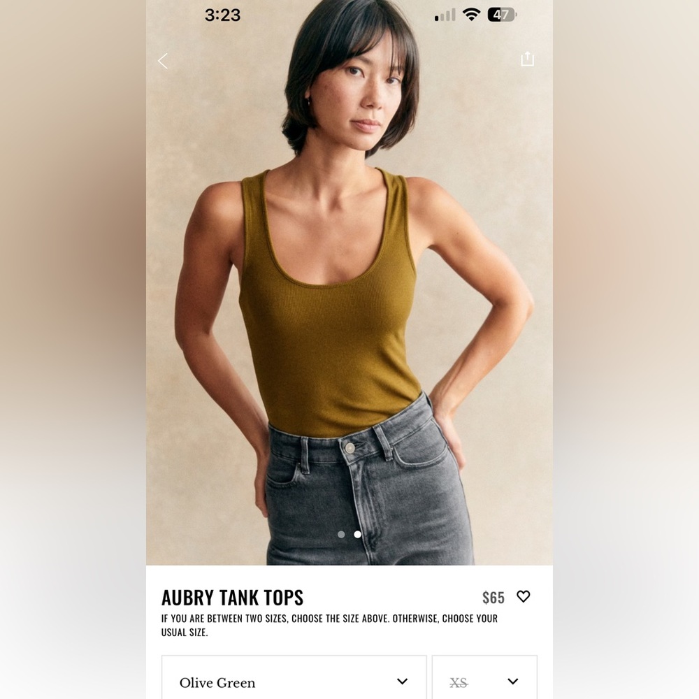 Sézane Aubry Tank-Olive Green